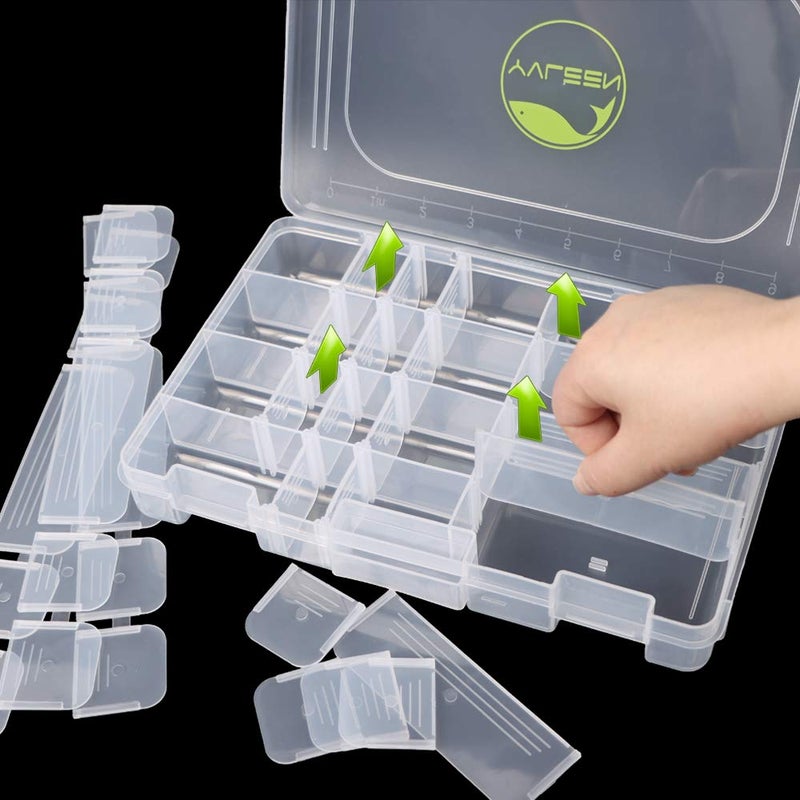 YVLEEN Fishing Tackle Boxes - 3600 3700 Tackle Box Plastic Storage Organizer Box with Removable Dividers - 2packs/4packs Tackle Trays - Included 2pcs of Extra Clip - Image 4